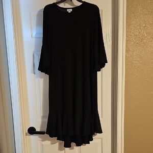 LuLaRoe Elegant Black Long Sleeve Dress with Ruffle Detail